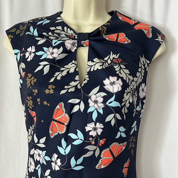 Ted Baker London NWT Kyoto Gardens Bow Neck Navy Floral Dress **Size 0**🔥🔥 - Picture 3 of 7